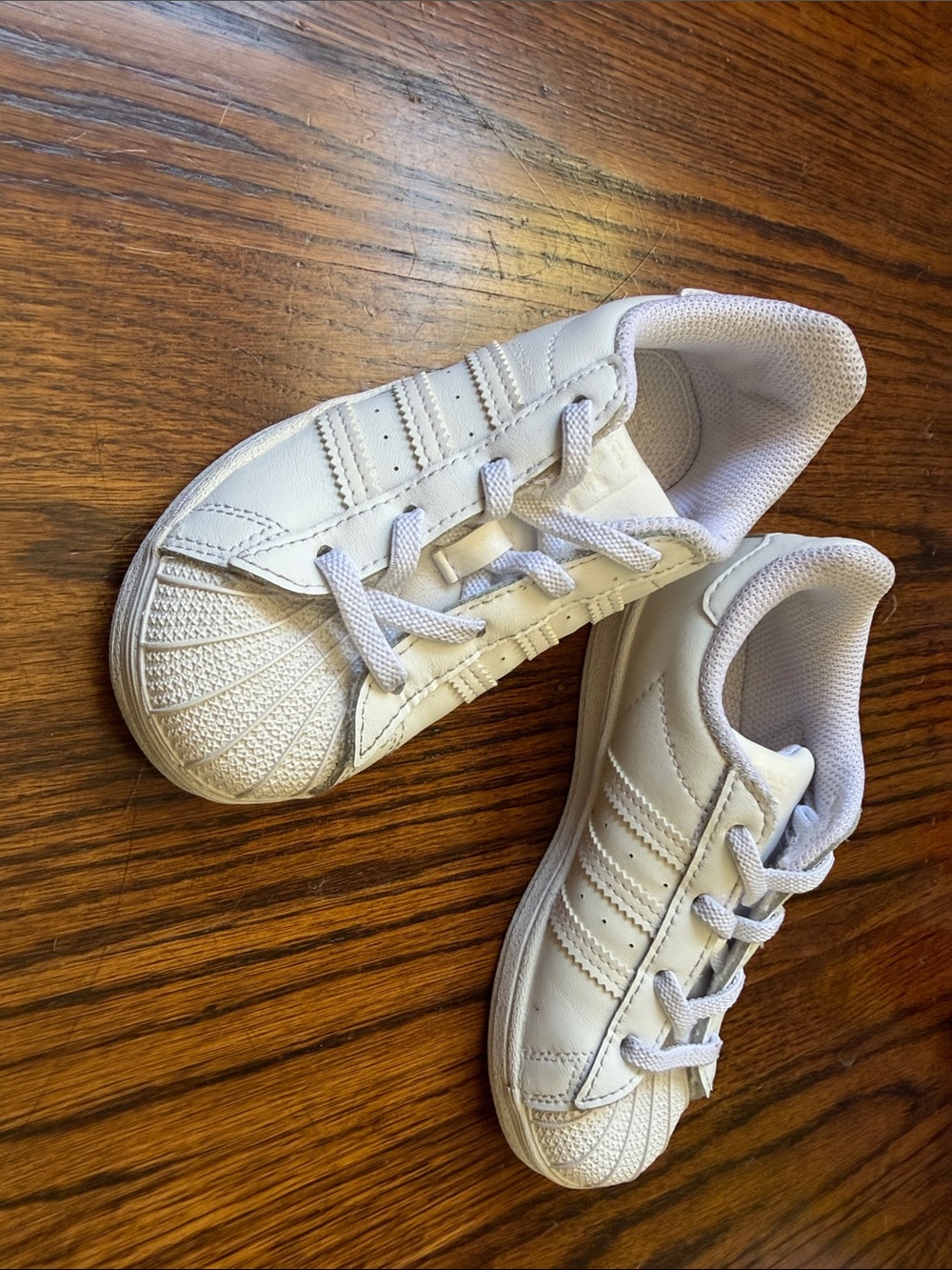 adidas Superstar Kids White Low-Top Sneakers with Shell-Toe size 10k